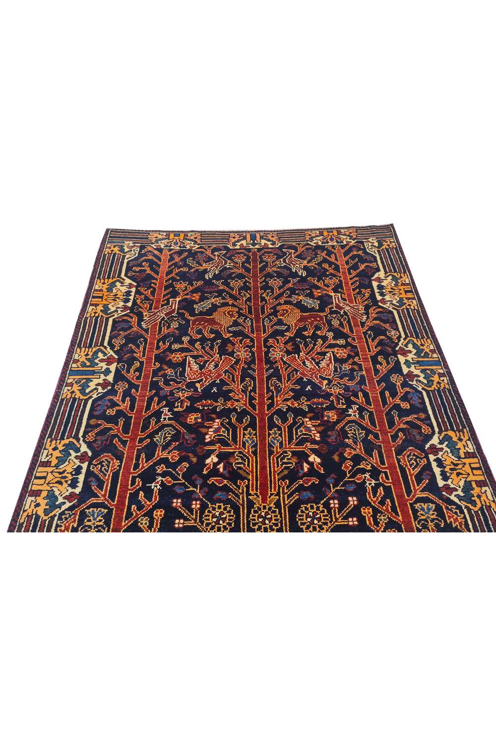 Amazing Hand Knotted Vintage Persian Malayaar Pictorial Wool Area Rug 5.1 x 3.9 Ft