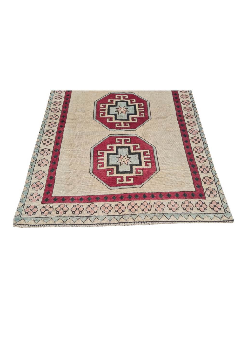 Authentic Hand Knotted Vintage Kurdi Wool Area Rug 6 x 4 Ft