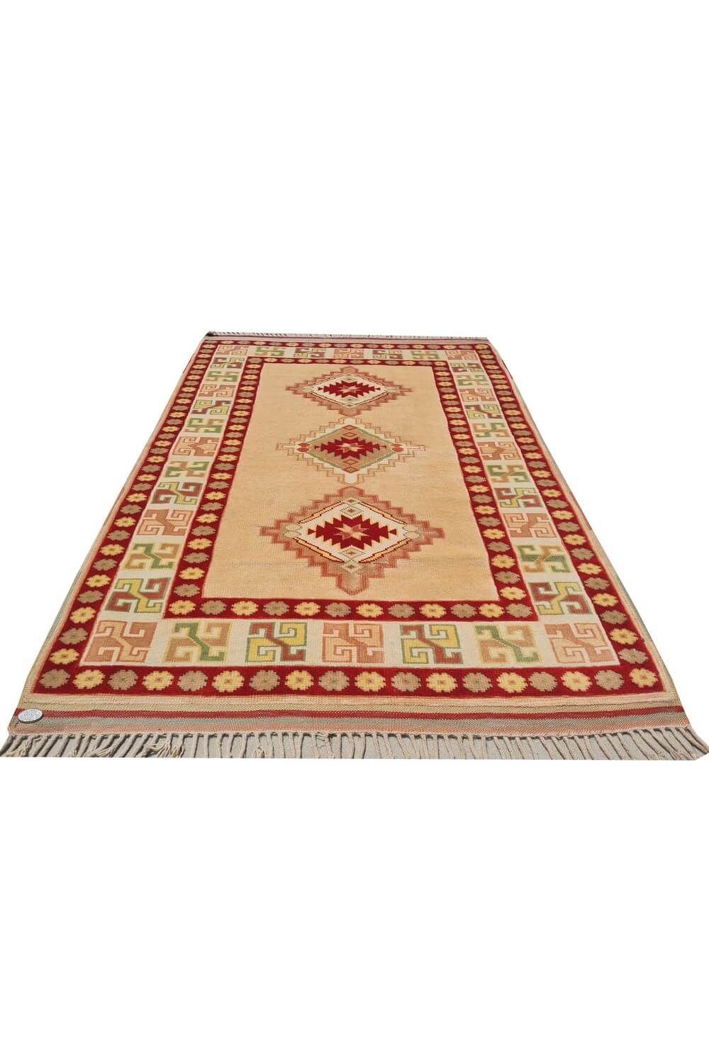 Authentic Hand Knotted Vintage Kurdi Wool Area Rug 5 x 4 Ft
