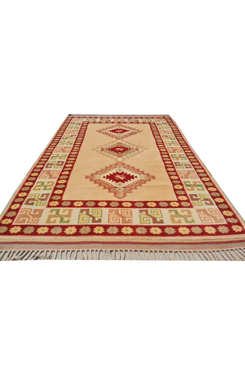 Authentic Hand Knotted Vintage Kurdi Wool Area Rug 5 x 4 Ft