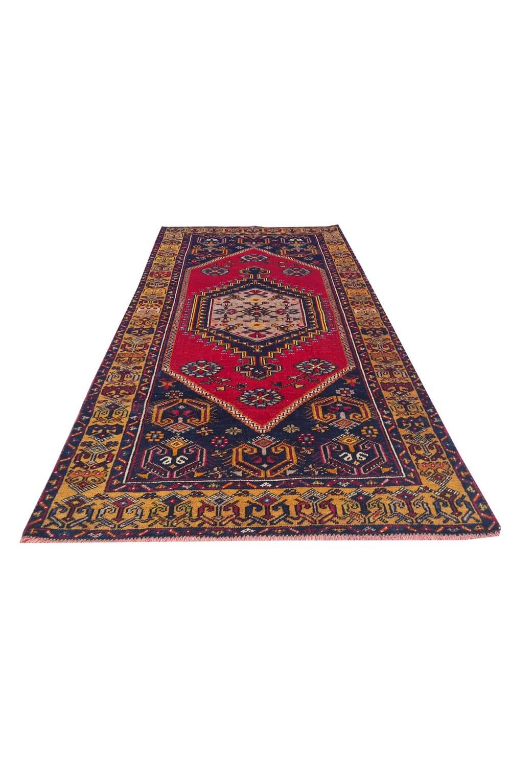 Authentic Hand Knotted Vintage Turkish Wool Area Rug 5.11 x 3.4 Ft