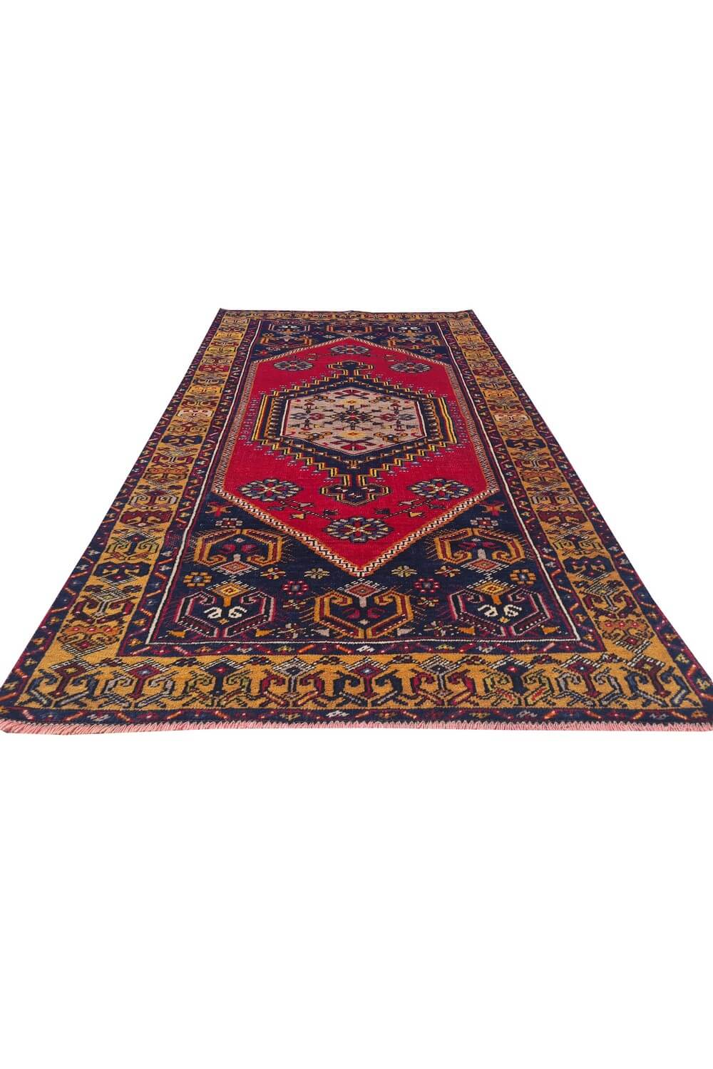 Authentic Hand Knotted Vintage Turkish Wool Area Rug 5.11 x 3.4 Ft