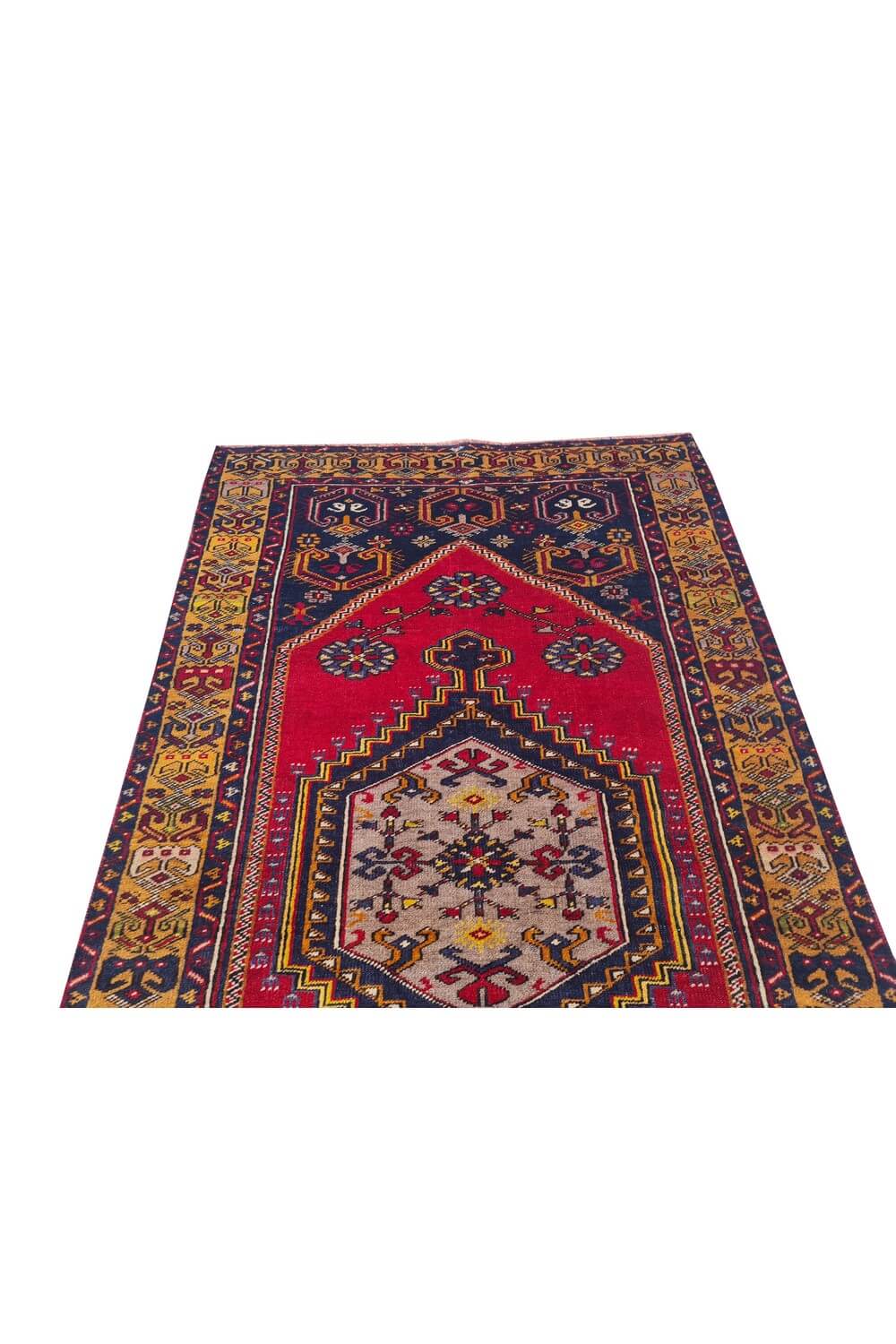 Authentic Hand Knotted Vintage Turkish Wool Area Rug 5.11 x 3.4 Ft