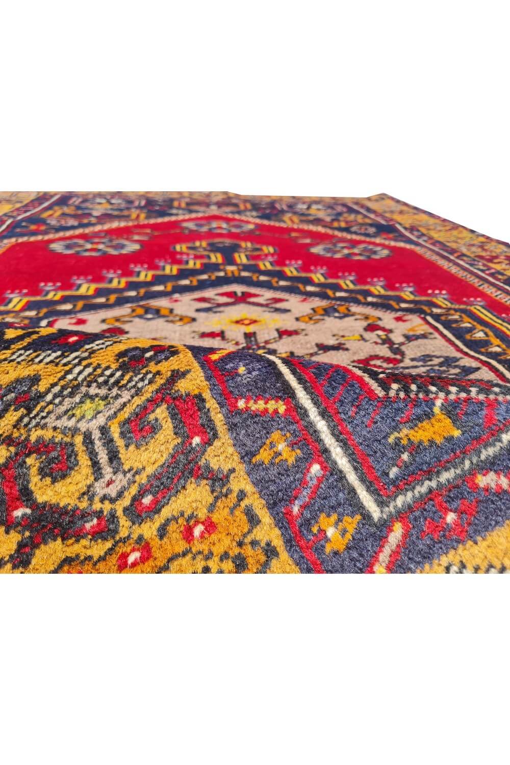 Authentic Hand Knotted Vintage Turkish Wool Area Rug 5.11 x 3.4 Ft