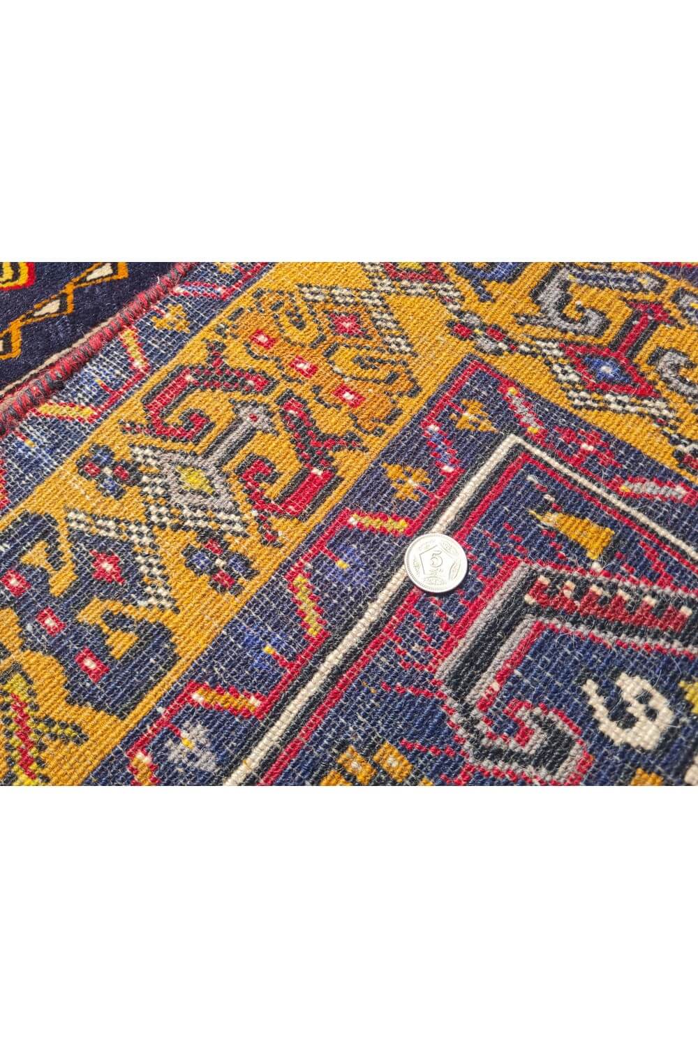 Authentic Hand Knotted Vintage Turkish Wool Area Rug 5.11 x 3.4 Ft