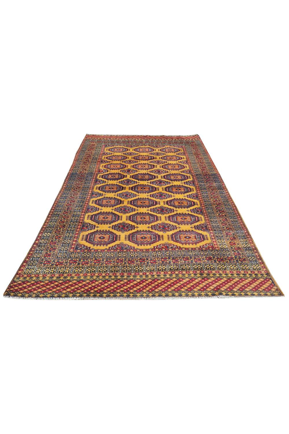 Amazing Hand Knotted Vintage Pakistani Bokhara Jhaldar Wool Area Rug 5.11 x 3.10 Ft