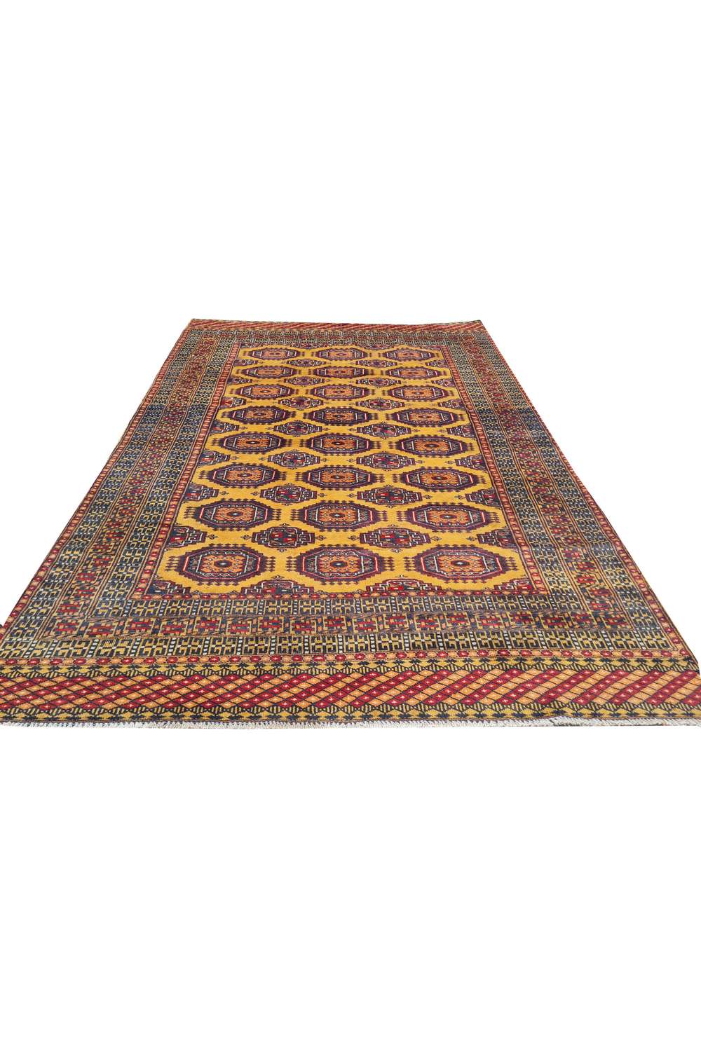 Amazing Hand Knotted Vintage Pakistani Bokhara Jhaldar Wool Area Rug 5.11 x 3.10 Ft