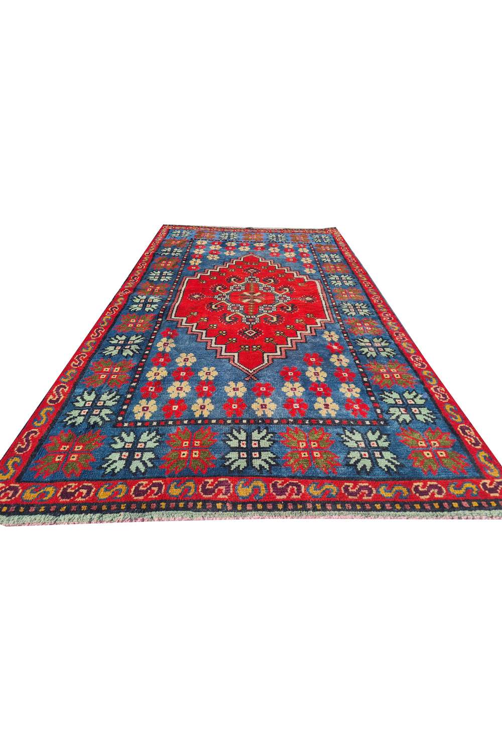 Amazing Hand Knotted Vintage Moroccan Wool Area Rug 6.6 x 3.6 Ft