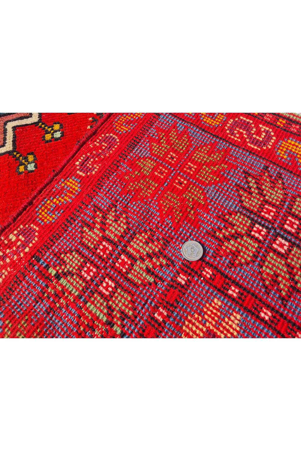 Amazing Hand Knotted Vintage Moroccan Wool Area Rug 6.6 x 3.6 Ft