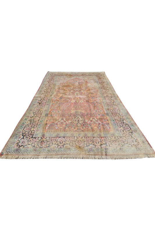 Amazing Hand Knotted Antique Traditional Tribal Kashmir Pictorial Silk Area Rug 6 x 4 Ft