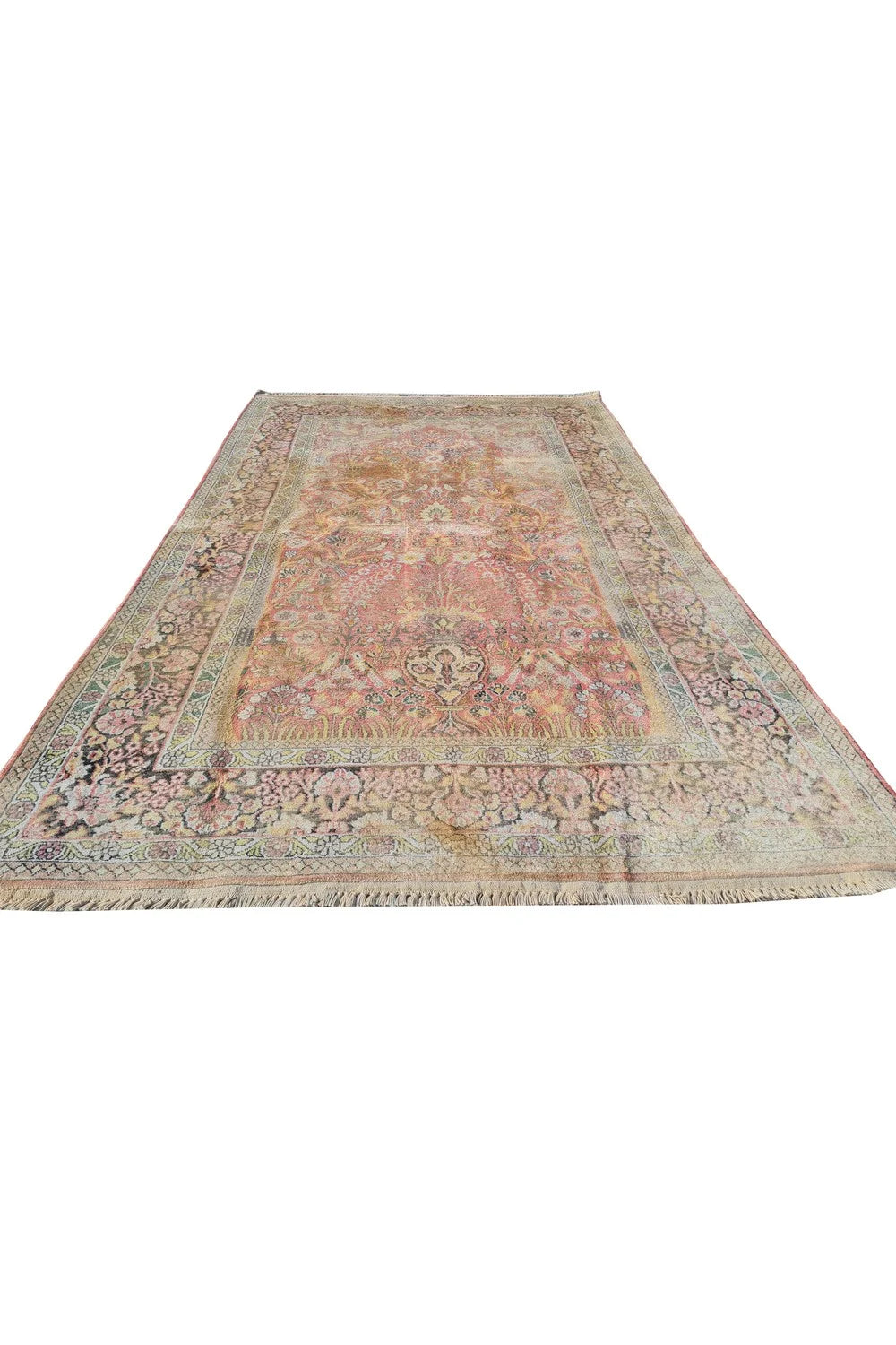 Amazing Hand Knotted Antique Traditional Tribal Kashmir Pictorial Silk Area Rug 6 x 4 Ft