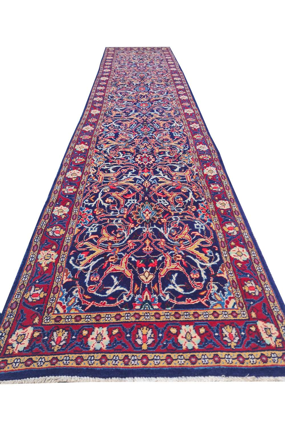 Amazing Hand Knotted Vintage Baghtiyaar Wool Area Runner Rug 12.9 x 2.7 Ft