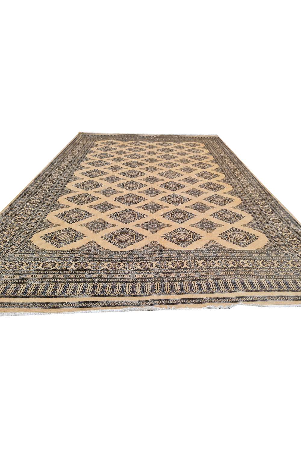 Amazing Hand Knotted Vintage Bokhara Jhaldar Wool Area Rug 9.10 x 6.9 Ft
