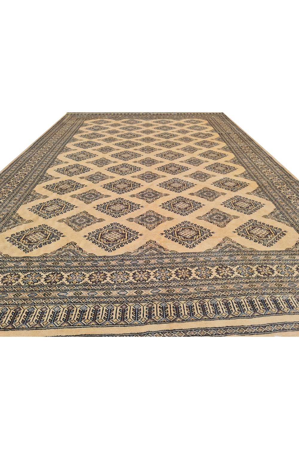 Amazing Hand Knotted Vintage Bokhara Jhaldar Wool Area Rug 9.10 x 6.9 Ft