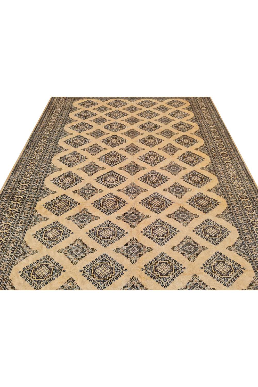 Amazing Hand Knotted Vintage Bokhara Jhaldar Wool Area Rug 9.10 x 6.9 Ft