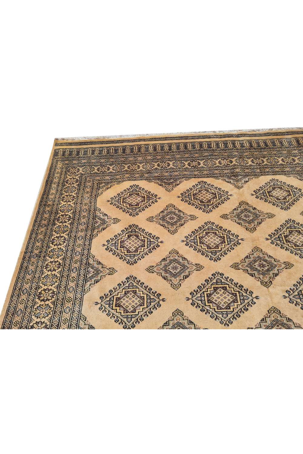 Amazing Hand Knotted Vintage Bokhara Jhaldar Wool Area Rug 9.10 x 6.9 Ft