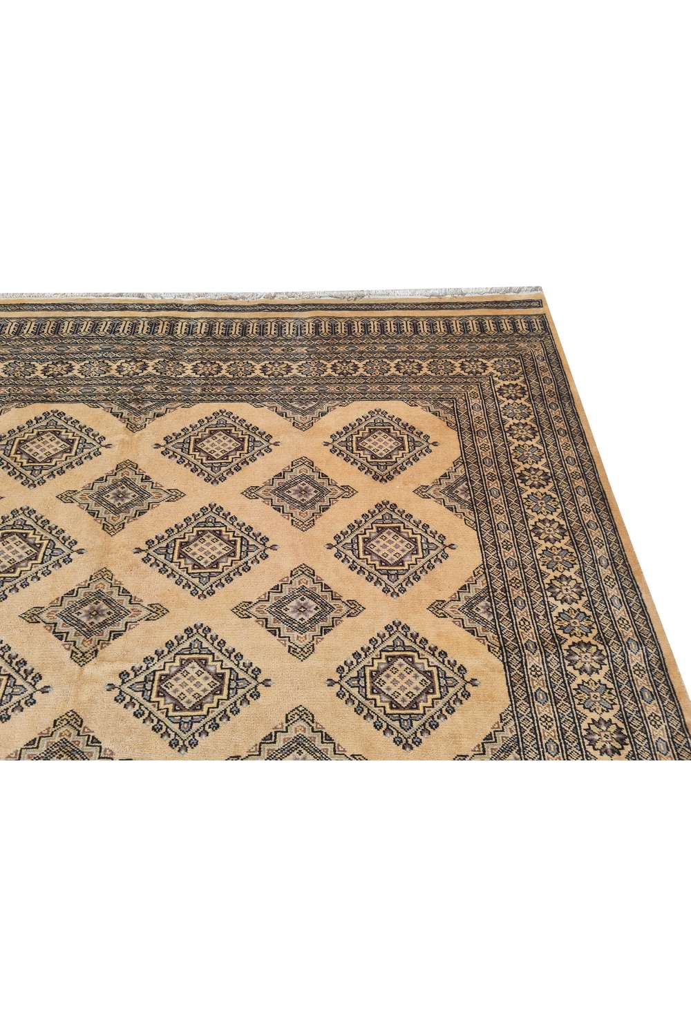 Amazing Hand Knotted Vintage Bokhara Jhaldar Wool Area Rug 9.10 x 6.9 Ft