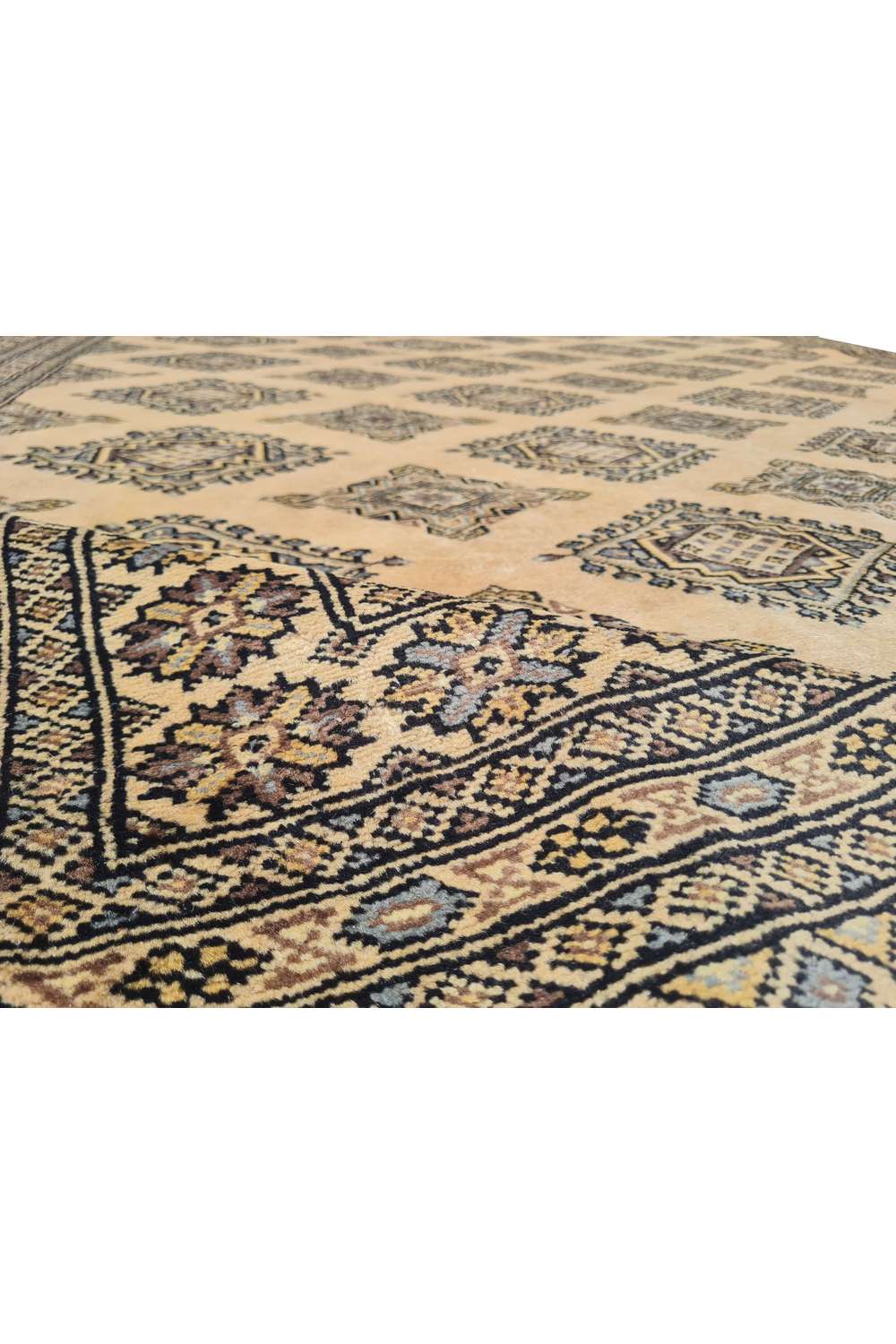 Amazing Hand Knotted Vintage Bokhara Jhaldar Wool Area Rug 9.10 x 6.9 Ft