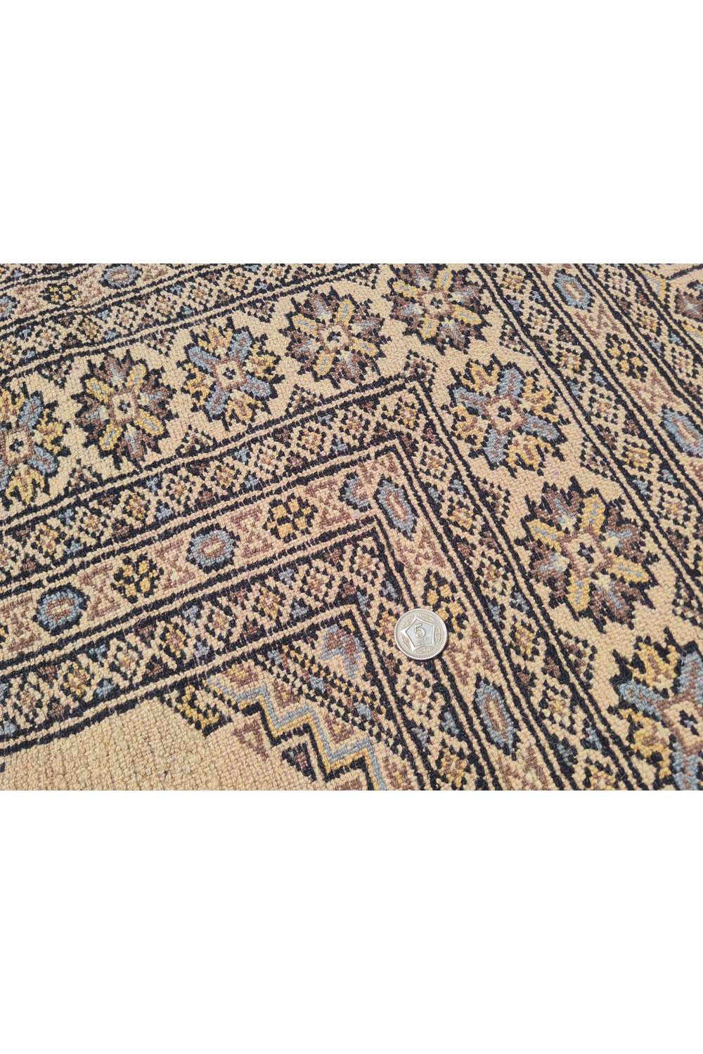 Amazing Hand Knotted Vintage Bokhara Jhaldar Wool Area Rug 9.10 x 6.9 Ft
