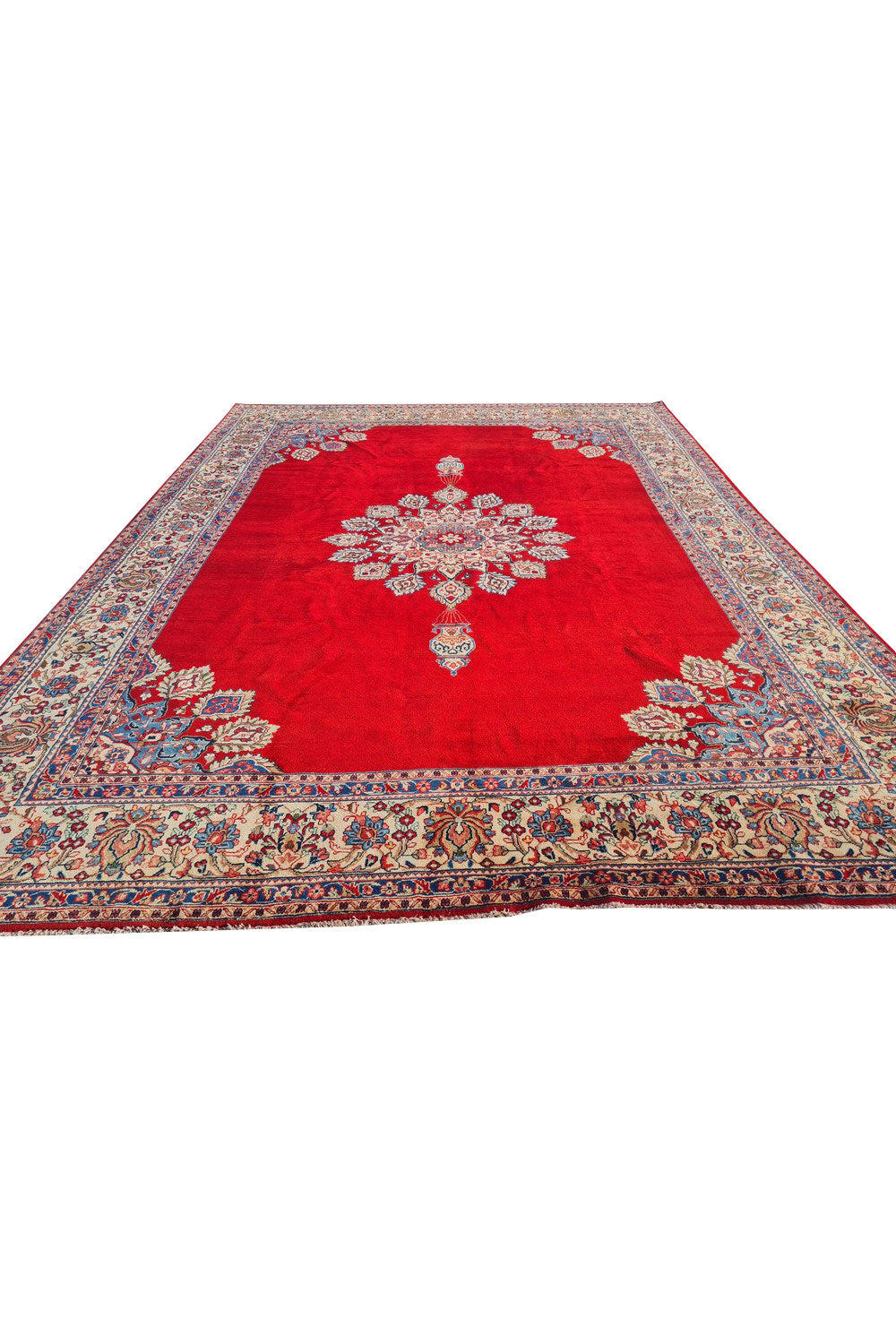 Authentic Hand Knotted Vintage Qashoun Wool Area Rug 12.2 x 8.11 Ft