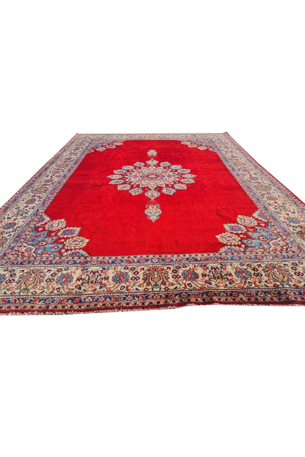 Authentic Hand Knotted Vintage Qashoun Wool Area Rug 12.2 x 8.11 Ft