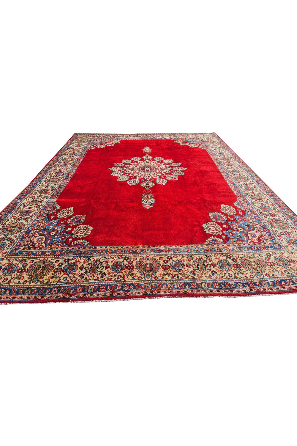 Authentic Hand Knotted Vintage Qashoun Wool Area Rug 12.2 x 8.11 Ft
