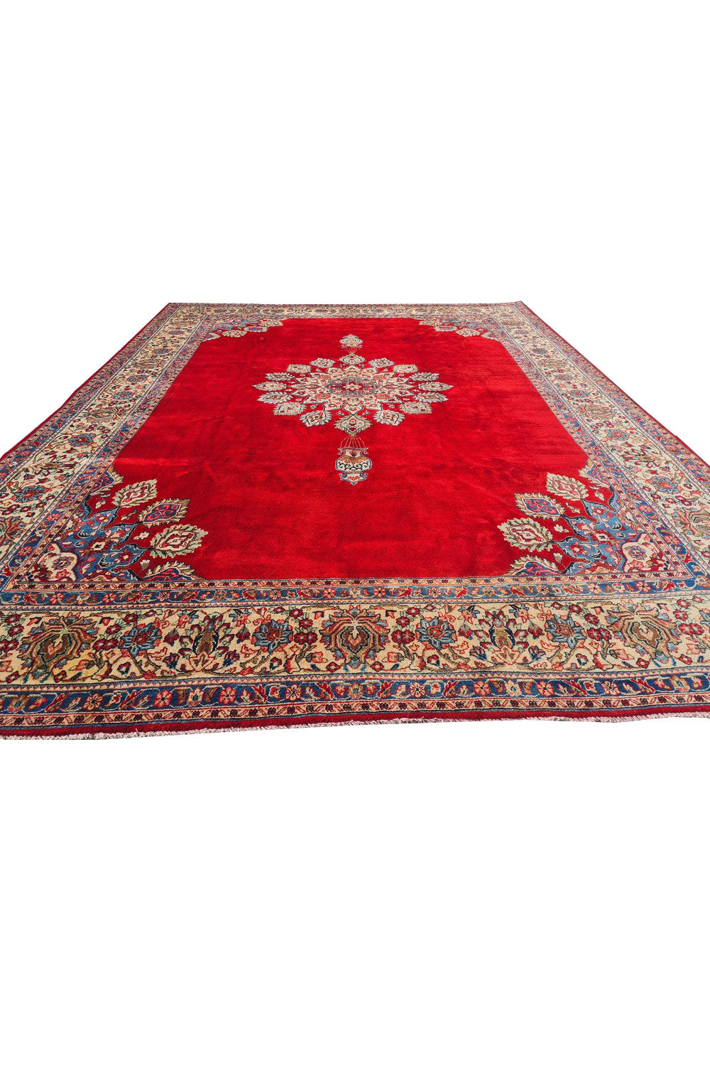 Authentic Hand Knotted Vintage Qashoun Wool Area Rug 12.2 x 8.11 Ft