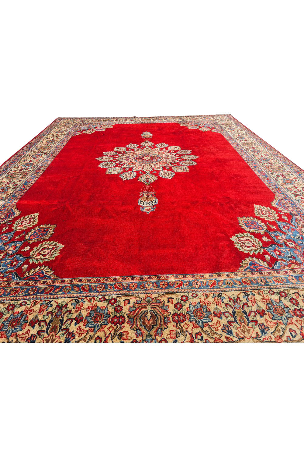 Authentic Hand Knotted Vintage Qashoun Wool Area Rug 12.2 x 8.11 Ft