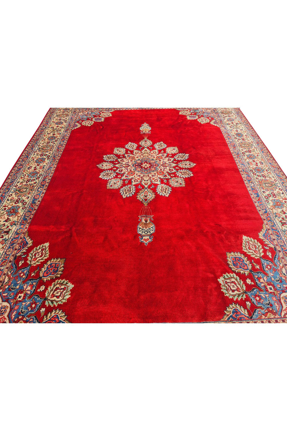 Authentic Hand Knotted Vintage Qashoun Wool Area Rug 12.2 x 8.11 Ft
