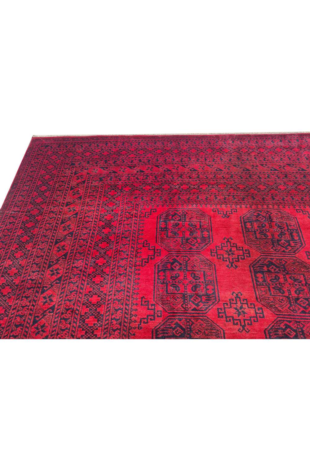 Amazing Hand Knotted Vintage Afghan Turkmen Felpah Wool Area Rug 14.1 x 10.5 Ft