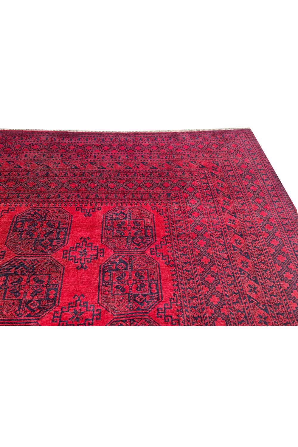 Amazing Hand Knotted Vintage Afghan Turkmen Felpah Wool Area Rug 14.1 x 10.5 Ft