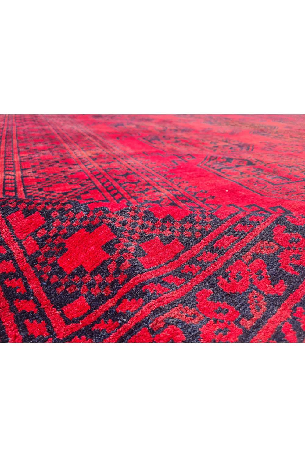 Amazing Hand Knotted Vintage Afghan Turkmen Felpah Wool Area Rug 14.1 x 10.5 Ft