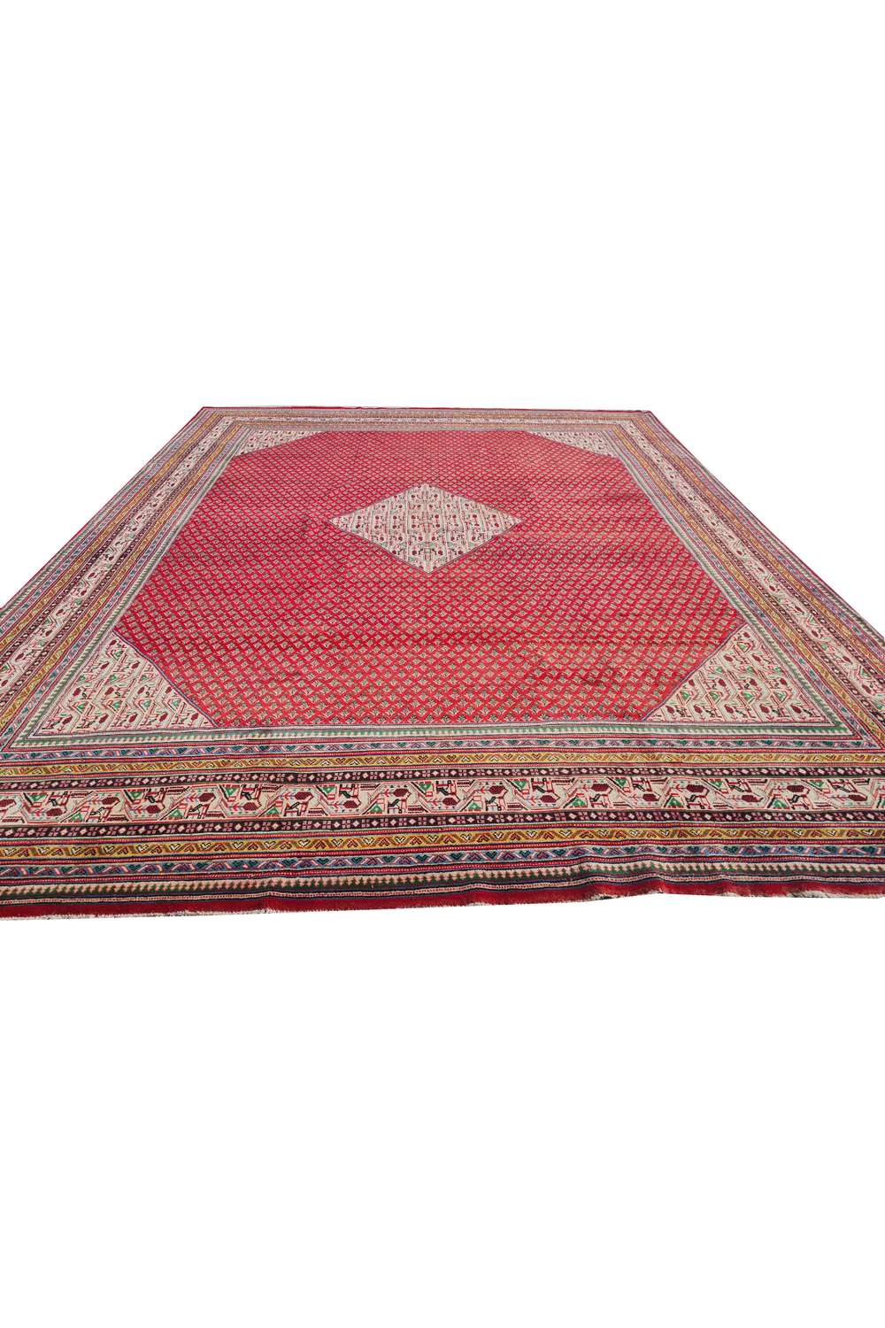 Amazing Hand Knotted Vintage Badam Gul Wool Area Rug 13 x 10 Ft
