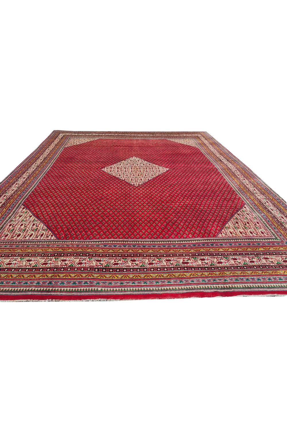 Amazing Hand Knotted Vintage Badam Gul Wool Area Rug 13 x 10 Ft