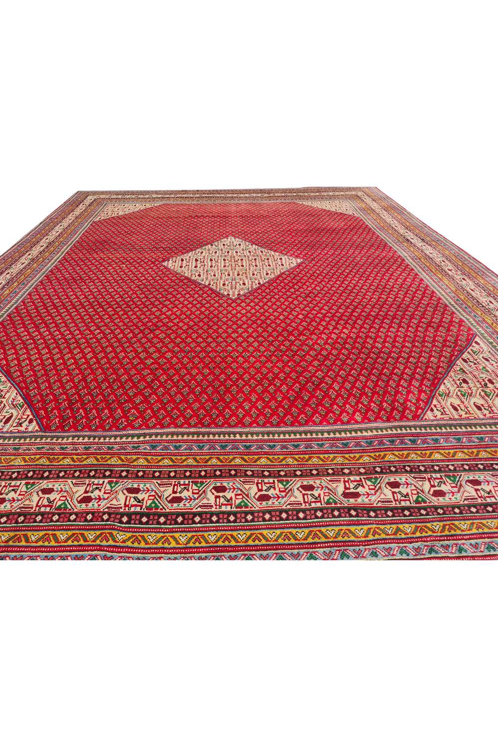 Amazing Hand Knotted Vintage Badam Gul Wool Area Rug 13 x 10 Ft