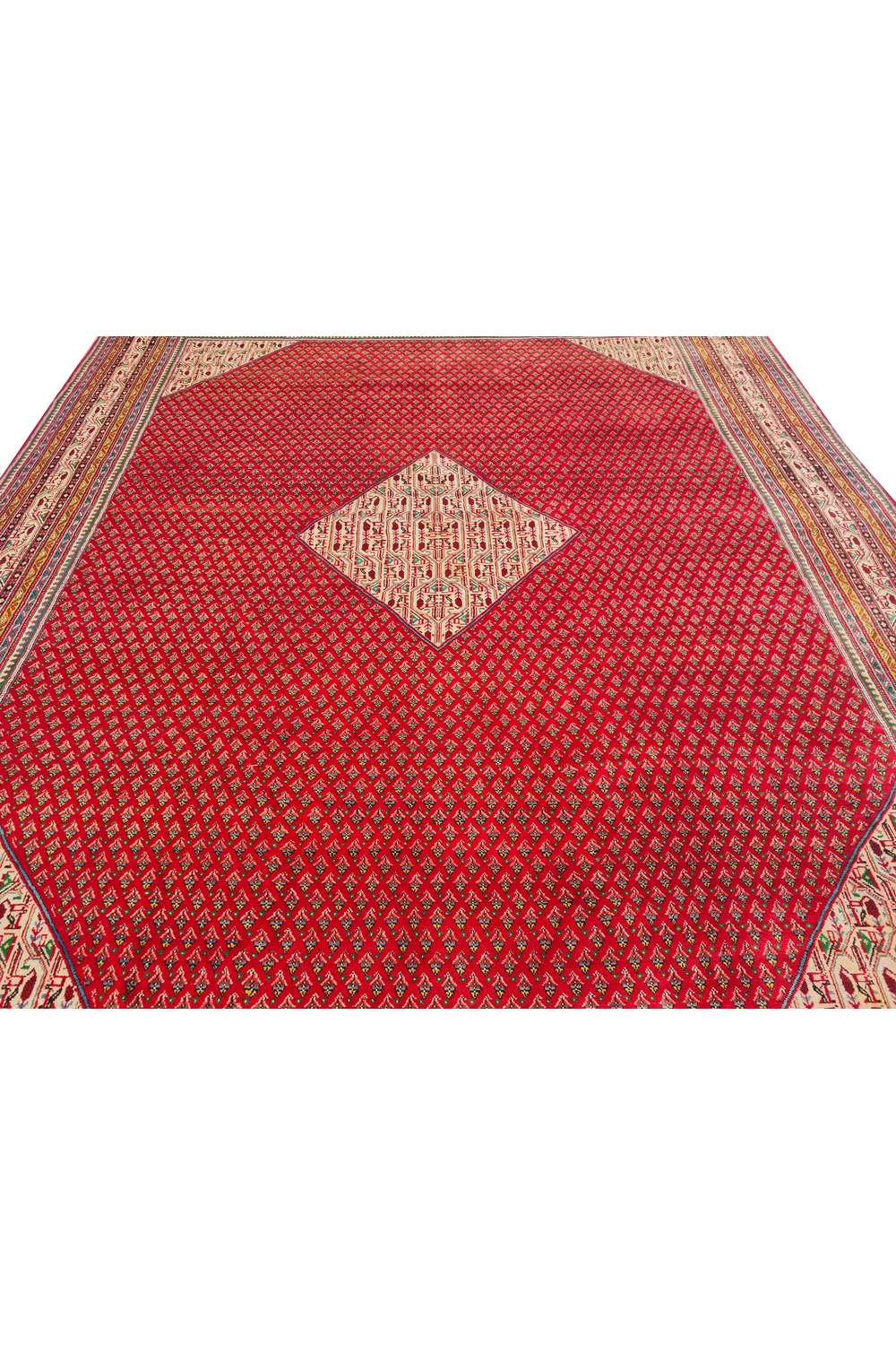 Amazing Hand Knotted Vintage Badam Gul Wool Area Rug 13 x 10 Ft