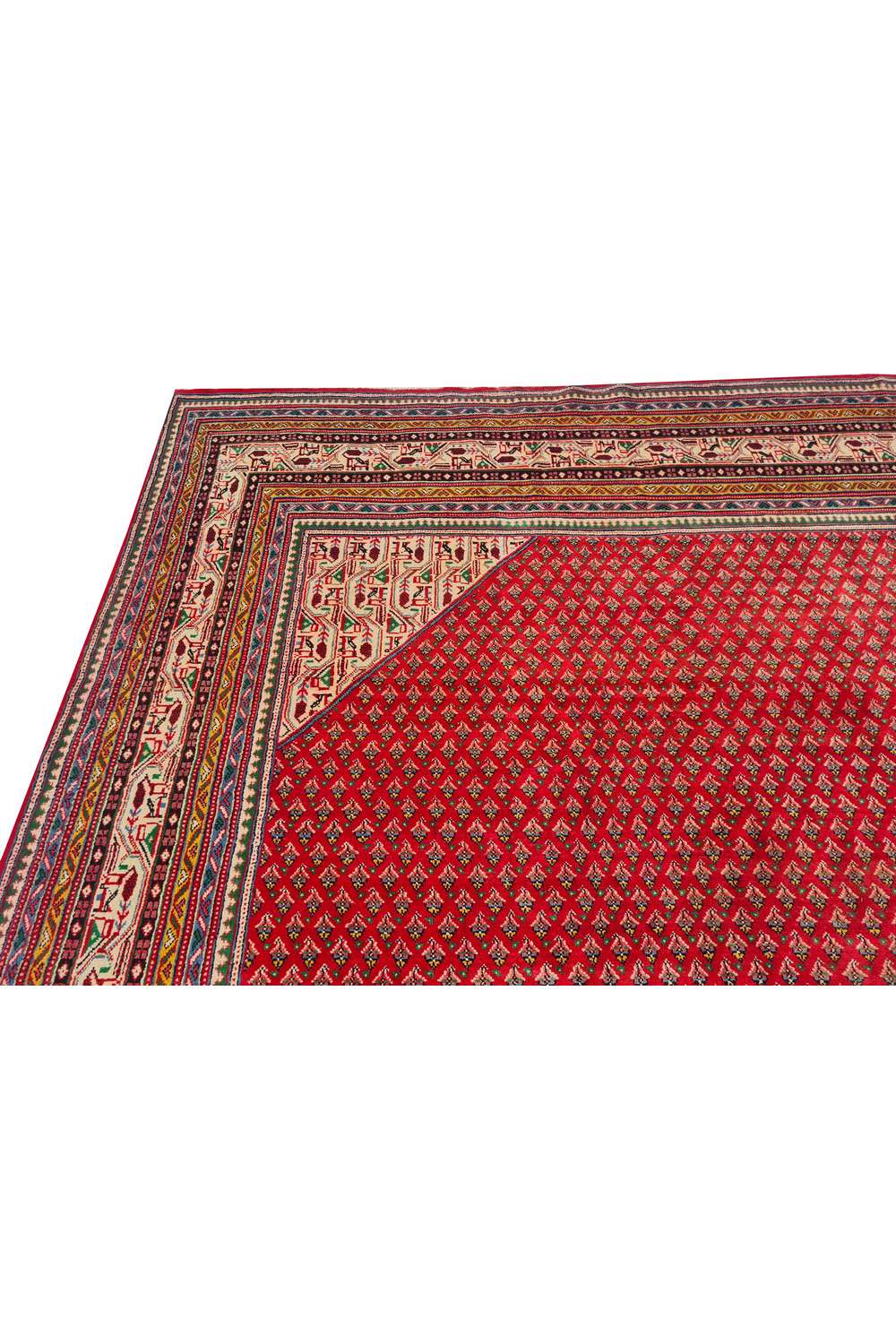 Amazing Hand Knotted Vintage Badam Gul Wool Area Rug 13 x 10 Ft