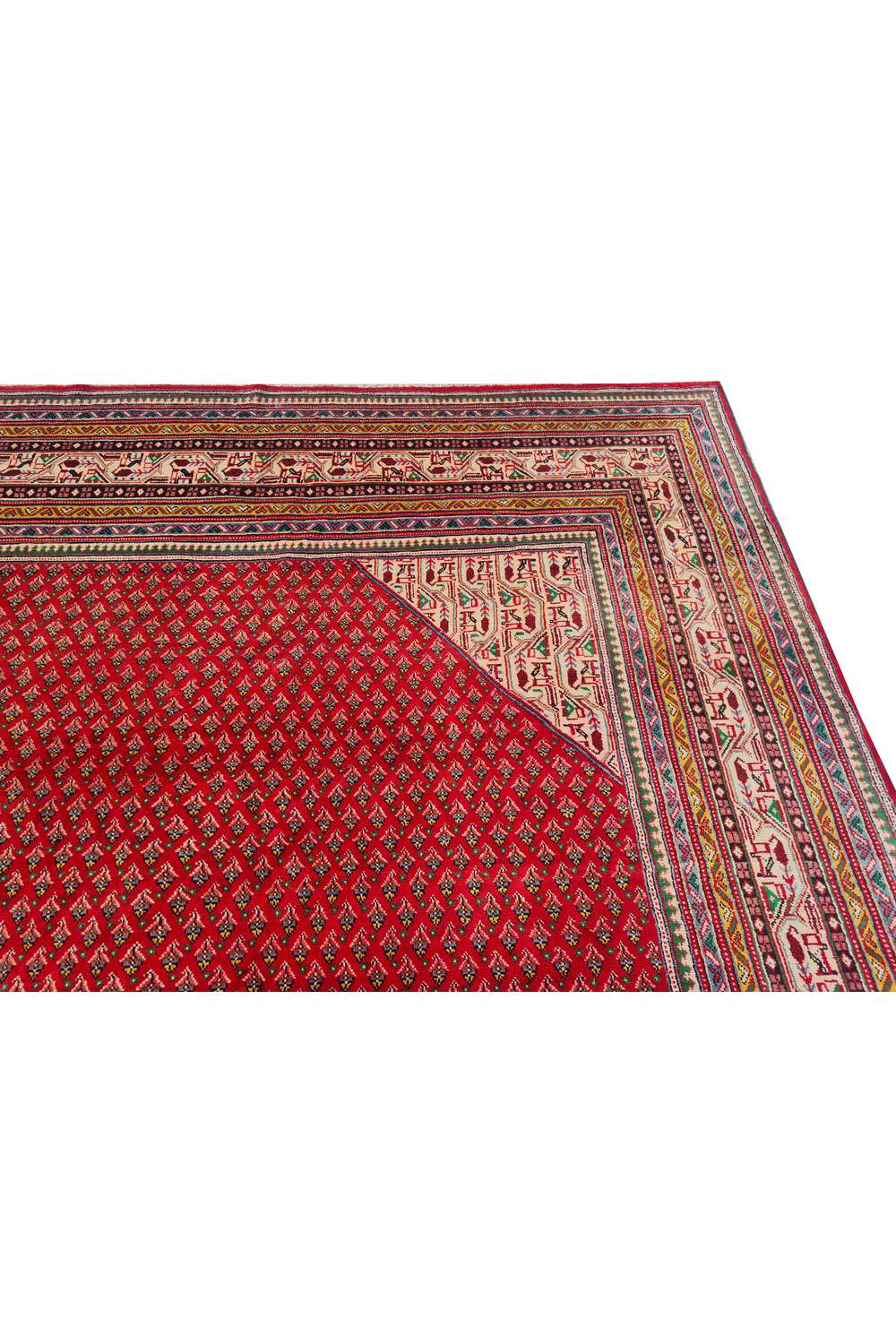 Amazing Hand Knotted Vintage Badam Gul Wool Area Rug 13 x 10 Ft
