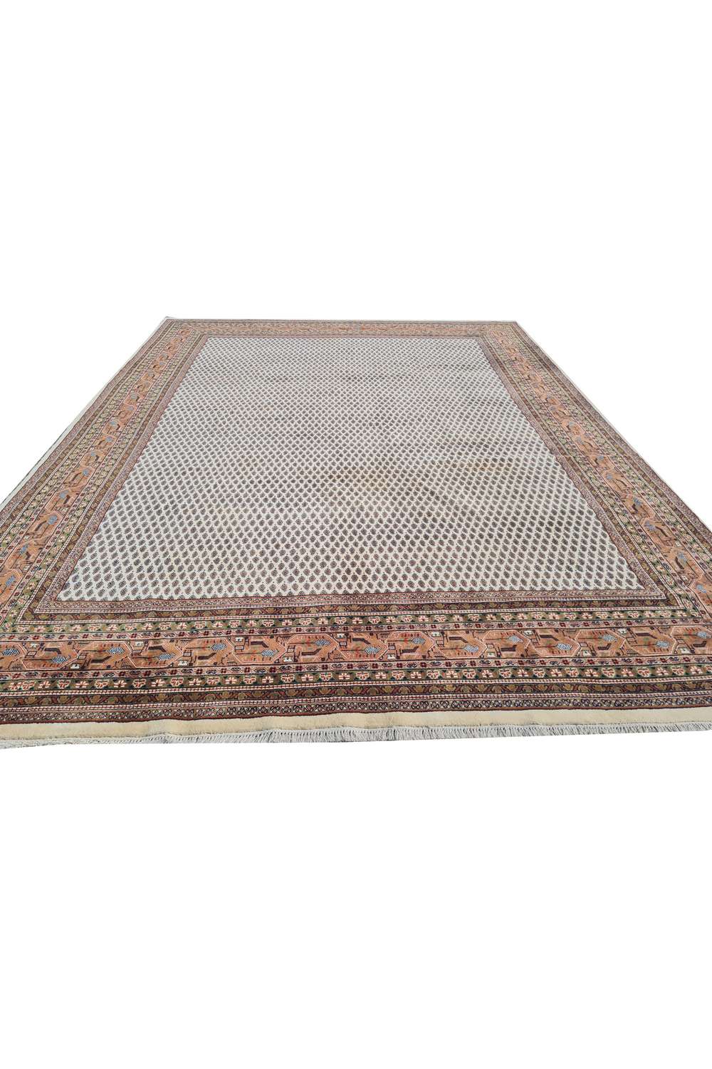 Amazing Hand Knotted Vintage Badam Gul Wool Area Rug 11 x 8 Ft