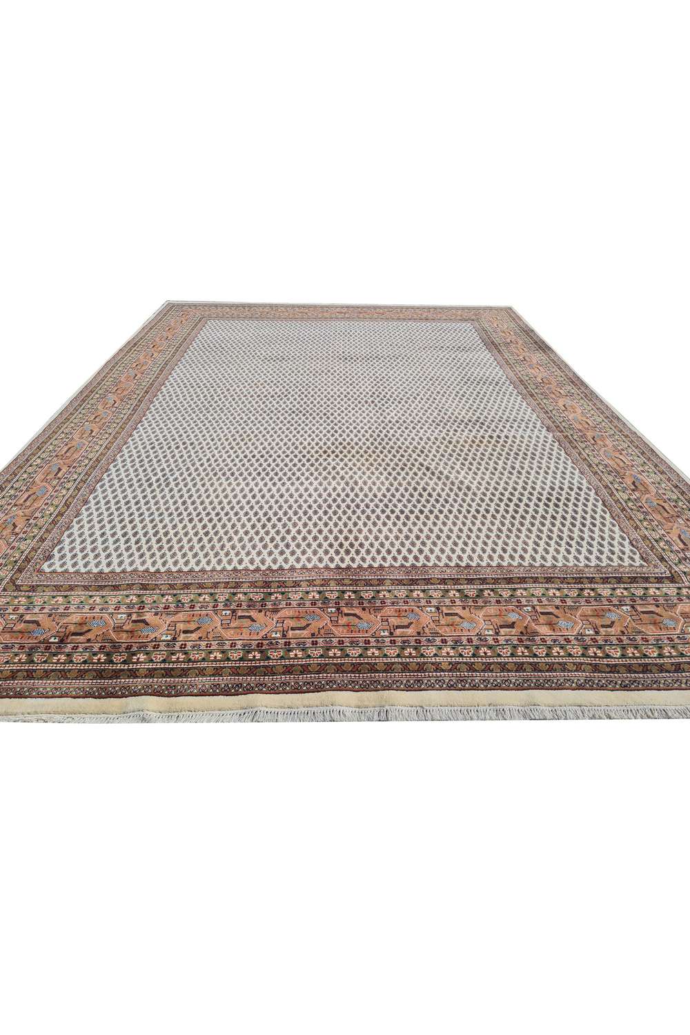 Amazing Hand Knotted Vintage Badam Gul Wool Area Rug 11 x 8 Ft