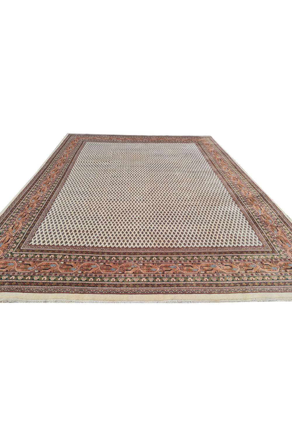 Amazing Hand Knotted Vintage Badam Gul Wool Area Rug 11 x 8 Ft