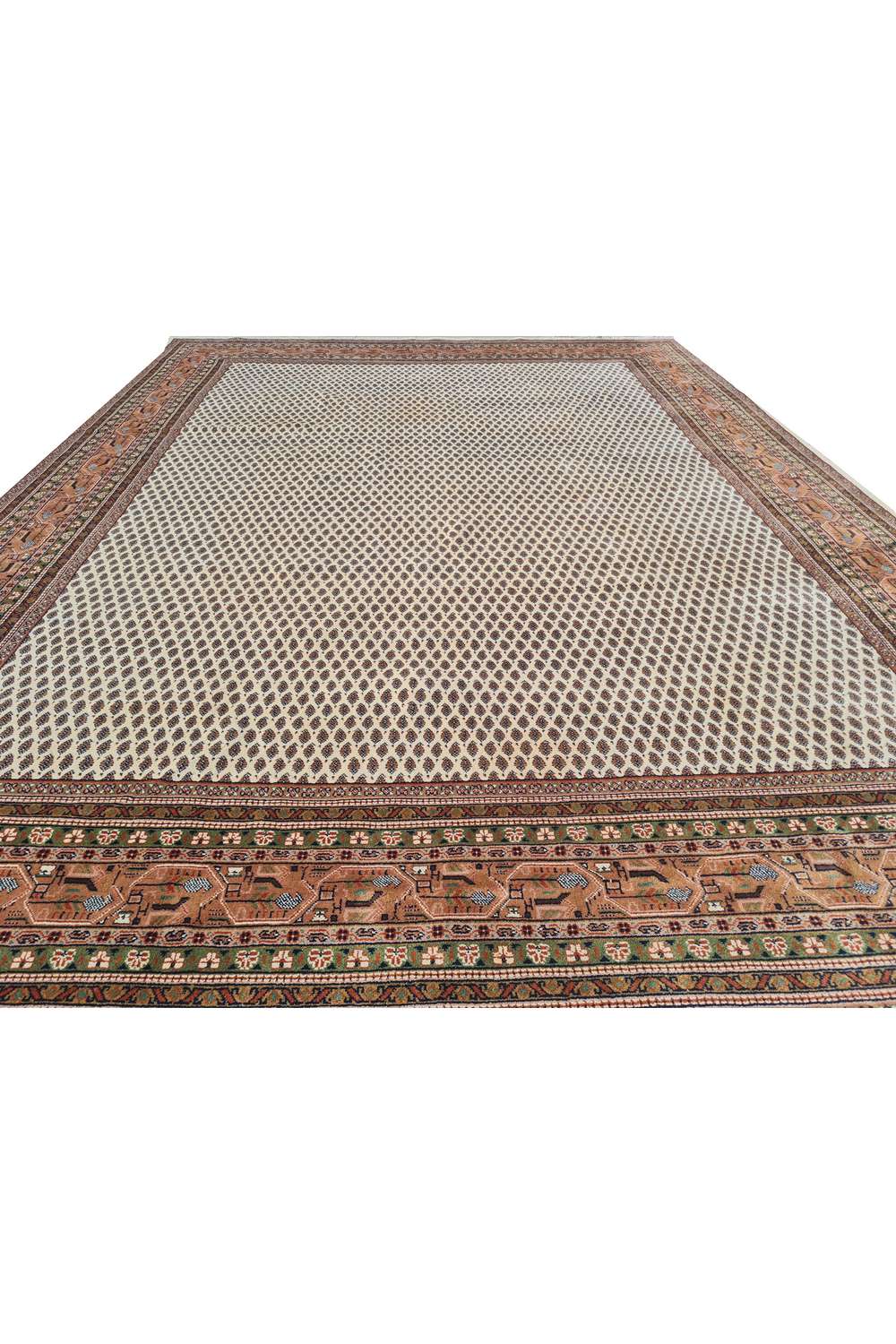 Amazing Hand Knotted Vintage Badam Gul Wool Area Rug 11 x 8 Ft