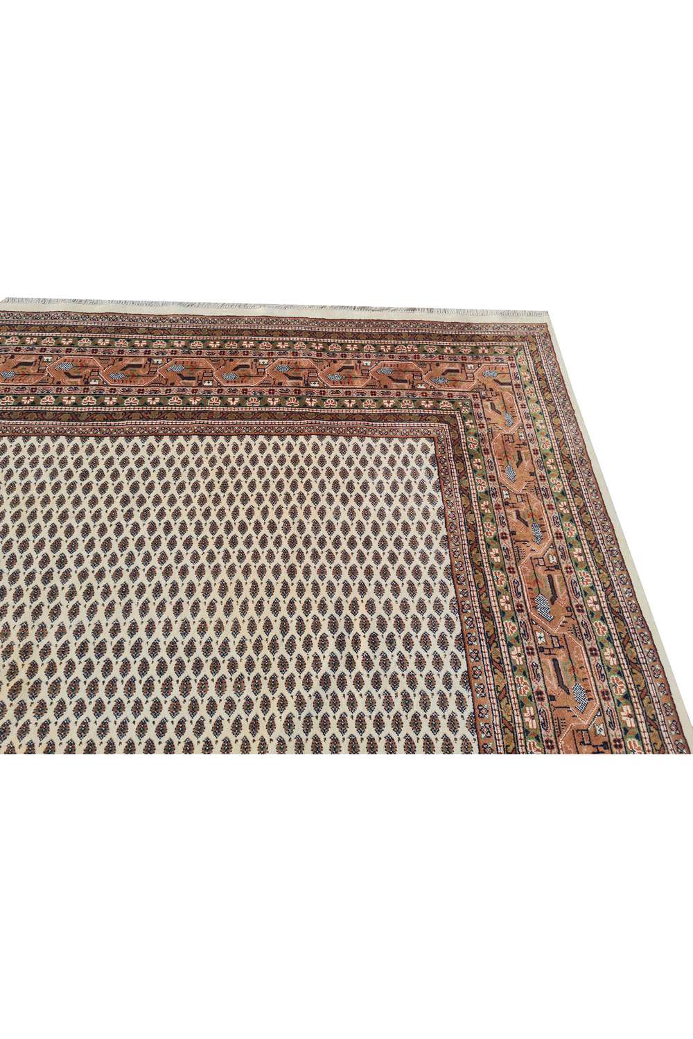 Amazing Hand Knotted Vintage Badam Gul Wool Area Rug 11 x 8 Ft