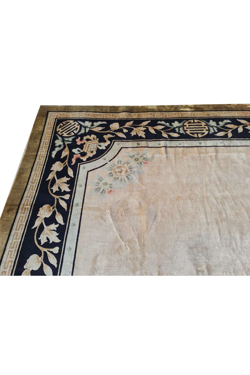 Amazing Hand Knotted Antique Sino Tibet Silk Area Rug 10.8 x 7.8 Ft