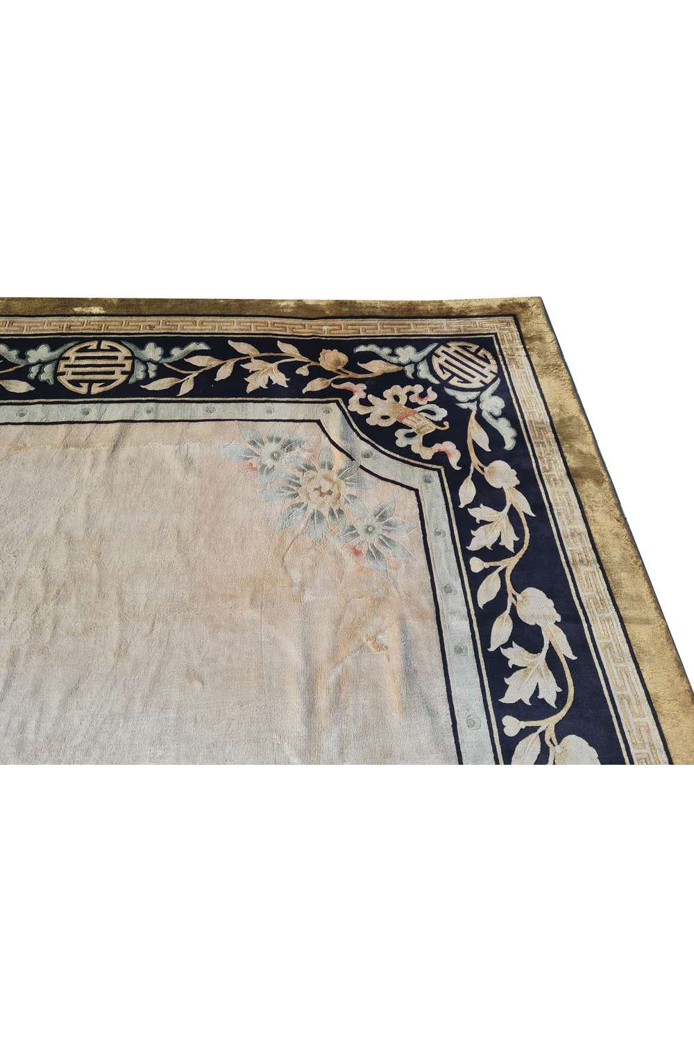 Amazing Hand Knotted Antique Sino Tibet Silk Area Rug 10.8 x 7.8 Ft