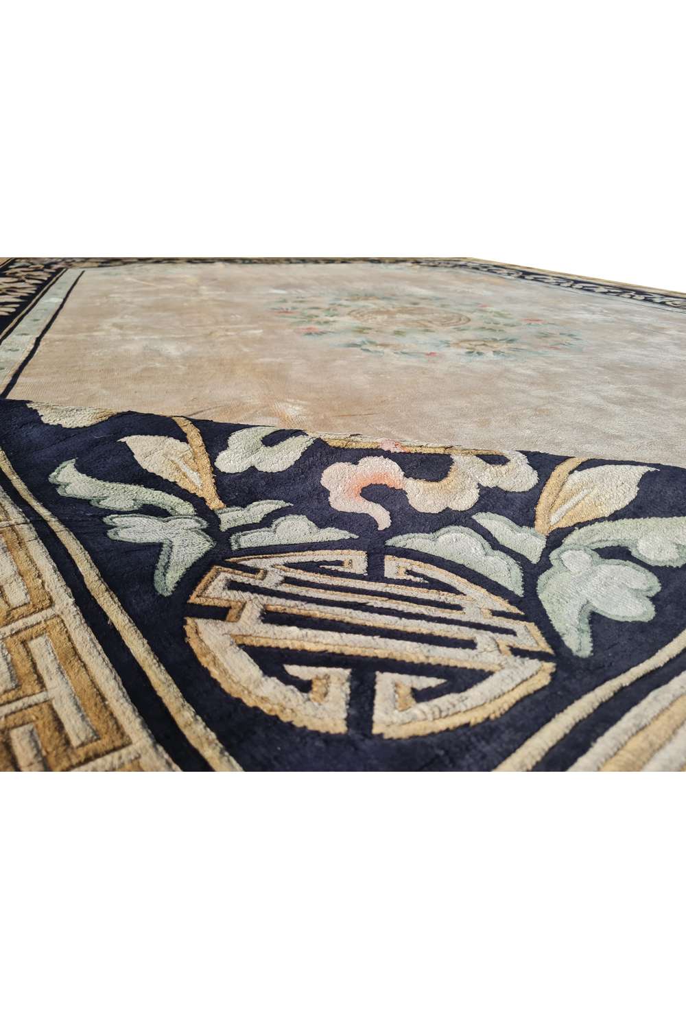 Amazing Hand Knotted Antique Sino Tibet Silk Area Rug 10.8 x 7.8 Ft