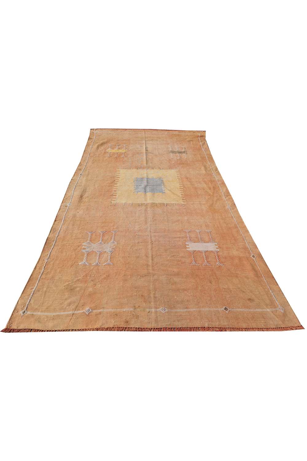 Hand Knotted Vintage Morocco Kilim Kilim Silk Area Rug 7.6 x 3.11 Ft