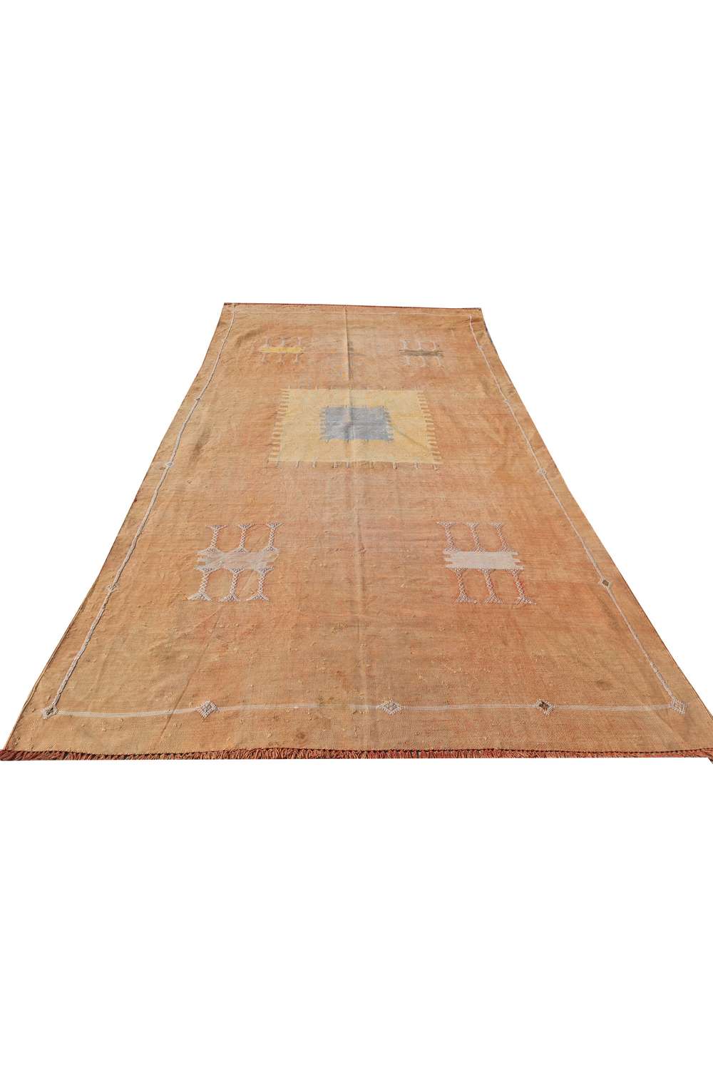 Hand Knotted Vintage Morocco Kilim Kilim Silk Area Rug 7.6 x 3.11 Ft