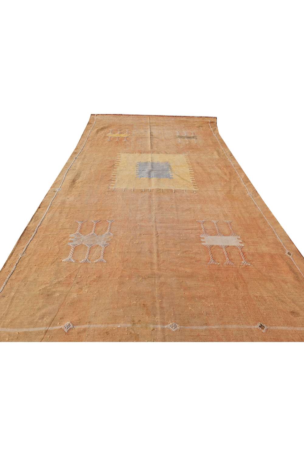 Hand Knotted Vintage Morocco Kilim Kilim Silk Area Rug 7.6 x 3.11 Ft