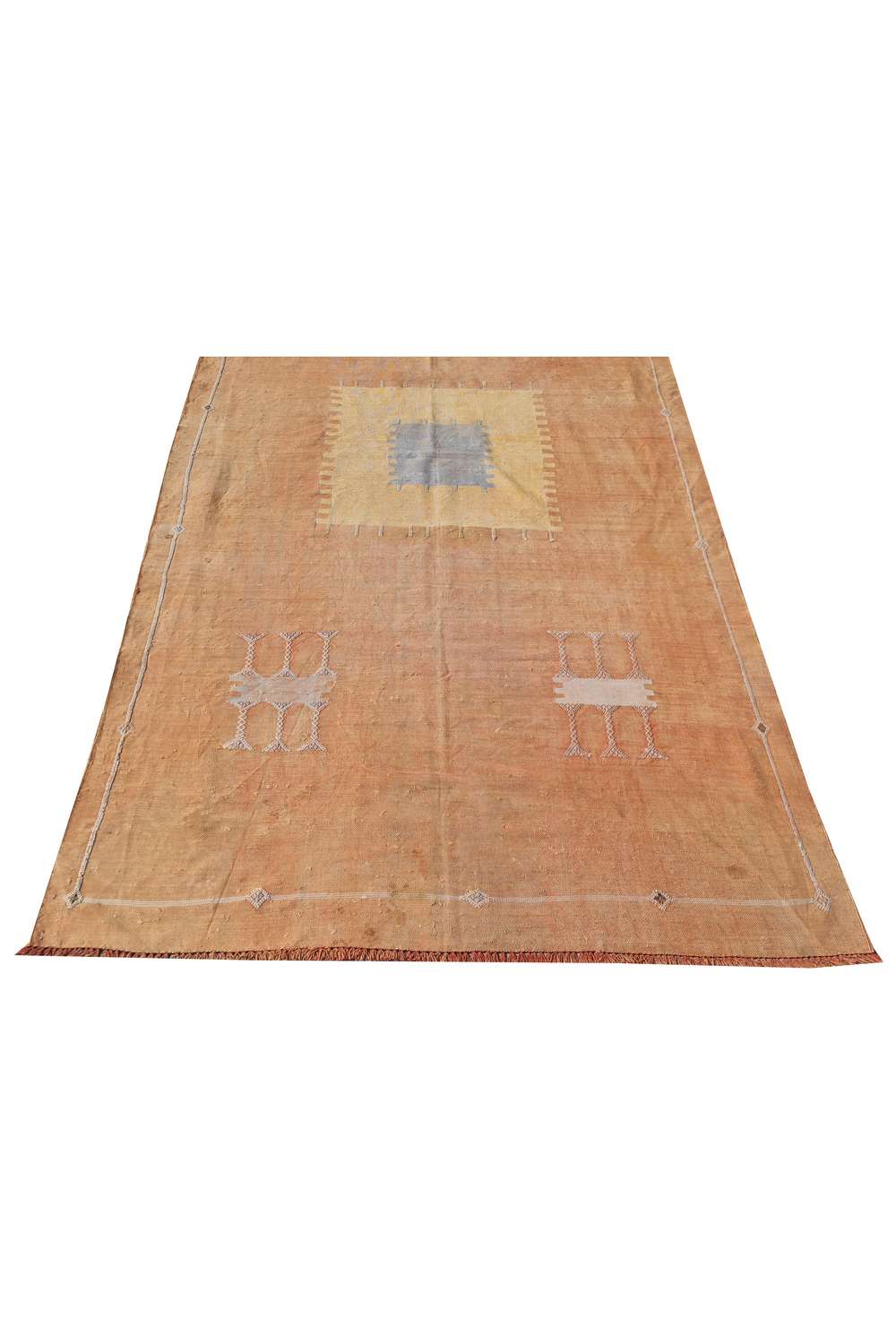 Hand Knotted Vintage Morocco Kilim Kilim Silk Area Rug 7.6 x 3.11 Ft